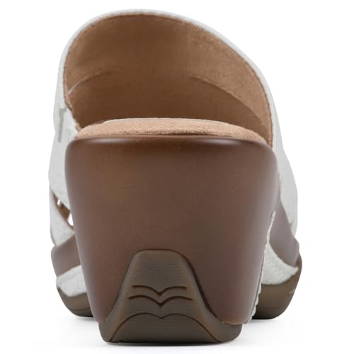 WHITE MOUNTAIN Women's Valora Strappy Clog Sandal, White/Woven, 9.5 W by WHITE MOUNTAIN - Used condition - Image 6