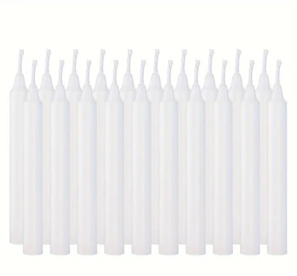Mini Taper Candles, White Unscented, 4 Inch x 0.5 Inch, 27 Pieces