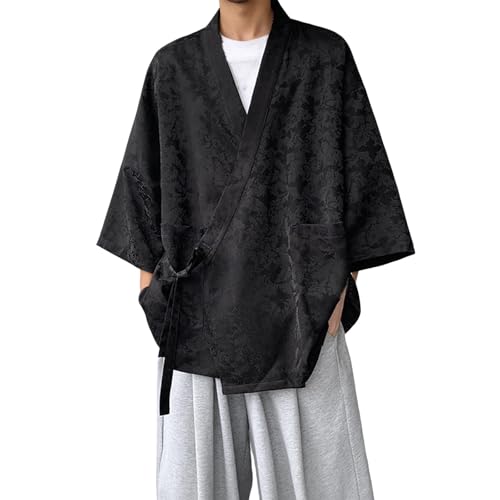 Kimono para hombre Japón Happi camisas de manga larga Harajuku túnica de verano