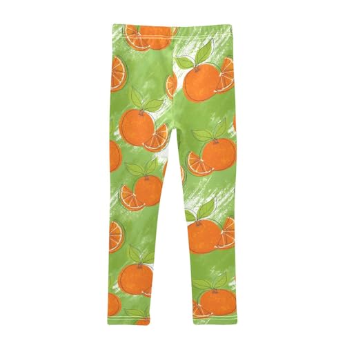 Orange Green Paint Girls Leggings Ultra Soft Compression Yoga Gym Pants for Kids 4-10T2
