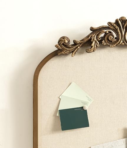 Image of Kate and Laurel Arendahl Arch Pinboard; Gold; 19 x 31; Framed Arched Ornate Vintage Pinboard for Unique Display; Organization; and Decor Options