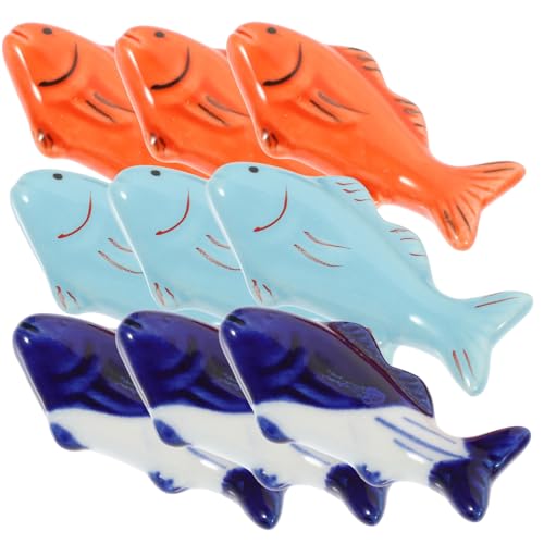 Frcolor 9個 魚形セラミック箸置き 日式和風デザイン 箸 スプーン フォーク対応 滑らか表面でテーブル装飾兼用 食卓を清潔に保箸ホルダー