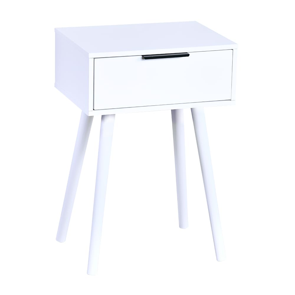 Kesper | stolik nocny, materiał: płyta pilśniowa z certyfikatem FSC, wymiary: 40 x 30 x 59 cm, kolor: biały | 15970