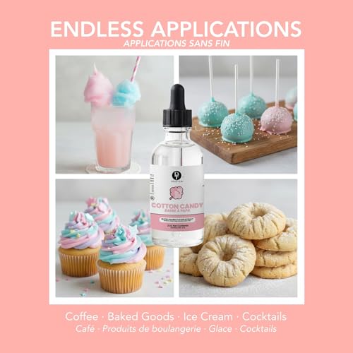 Image of Dolce Flav Natural Cotton Candy Extract - 2 Ounce Water-Soluble Kosher, Sugar-Free, Carnival-Style Flavoring Concentrate for Cakes, Milkshakes & Ice Cream, Includes Measured Dropper