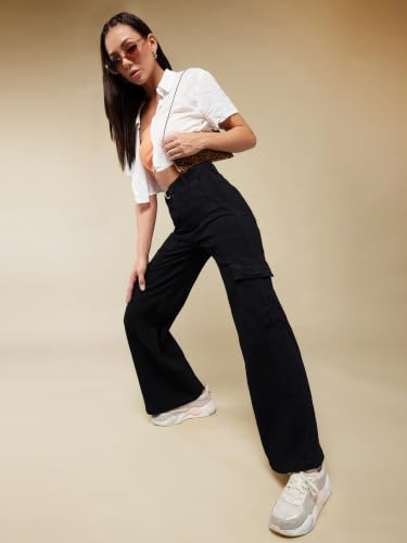 Image of Miss Chase Women's Wide-Leg High-Rise Regular-Length Stretchable Shaping Denim Jeans