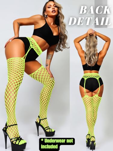 Image of EHSUYAB Women Sexy Fishnet Tights, Cutout Suspender Pantyhose Stockings Lingerie, Music Festival Rock Rave Outfits Party Club