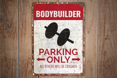 Estacionamiento para culturistas - Regalo para culturistas - Culturista metal wall signs Métal Rétro pour 12x8 inch/30x20cm
