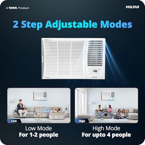 Image of Voltas 1.5 ton 5 Star Inverter Window AC (Copper, 2-in-1 Cooling Modes, Anti-Dust Filter, 2-Way Swing, Memory Restart, Sleep Mode (185INV ELITE, White)