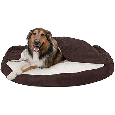 Furhaven Hundebett, rund, kühlendes Gel-Schaumstoff, 111,8 cm, Sherpa und Wildleder, mit abnehmbarem, waschbarem Bezug, Espresso, 111,8 cm Cover