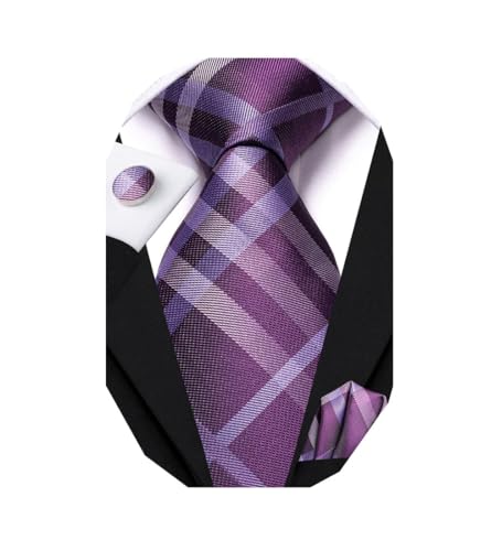 Image of Dubulle Silk Ties Set for Men Formal Paisley Striped Necktie Pocket Square Cufflinks 3PCS Sets Wedding Business Party