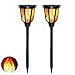 Produktbild HJG Solarfackel Leuchten Außen Garten mit flackernder Flamme Licht, Dämmerung bis Dämmerung Außenleuchte von Landschaft Dekoration Beleuchtung für Garten Innenhof Pathway, 3 Modi,2pcs