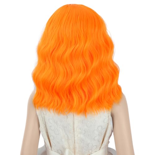 Image of PATTNIUM Orange Wig for Girls Kids Short Light Orange Wigs Side Part Shoulder Length Wavy Heat Resistant Synthetic Wig
