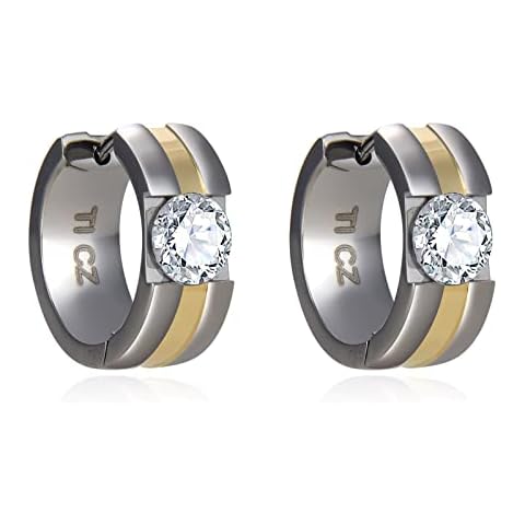 G23 Titanium Earrings for Sensitive Ears, Titanium Hoop Huggie Earrings for Men Women (Space gold 12mm) Cover