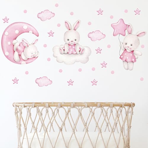 Vinilos decorativos Achang con conejito rosa en acuarela miniatura 4
