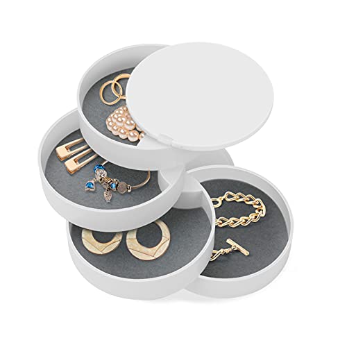 ジュエリー収納 ジュエリーボックス 4段 蓋付き アクセサリーケース 収納ケース 軽量 省スペース 持ち運び便利 360°回転 防塵 ジュエリーを傷つかない 大容量小物入れ 宝石箱 整理整頓 シンプル ネックレス 指輪 腕時計 髪飾り イヤリング 口紅 化