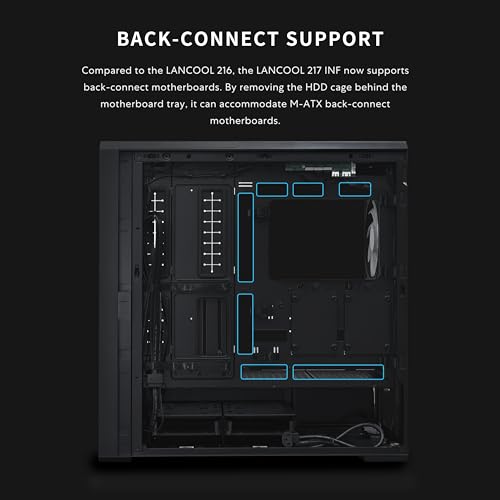 Image of Lian Li LANCOOL 217 INF Mid-Tower ATX PC Case, Black (LANCOOL 217INFX) | Infinity Mirror Front Panel, 3 Pre-Installed ARGB Fans, 2x170mm Front, 1x140mm Rear, Optimized Airflow