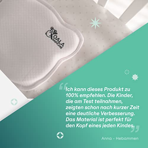 KOALA BABYCARE Babykissen Plagiozephalie, abnehmbar (mit Zwei Kissenbezügen), hilft EIN Plattkopfsyndrom vorzubeugen und zu behandeln. Aus Memory Foam - Weiß
