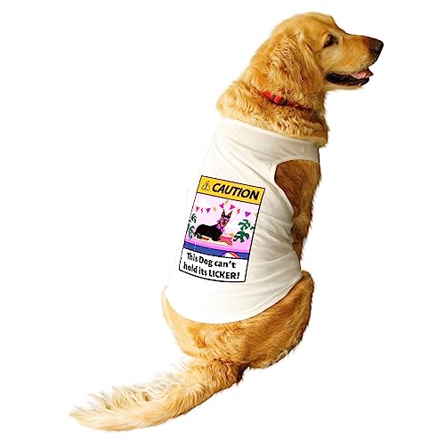 Image of Ruse Can't Hold the Licker Printed Dog Round Neck Sleeveless Vest Tank T-Shirt /Tees Apparel /Clothes /Tees Gift for Dogs (White /S (Apso, Cocker Spaniel etc.)