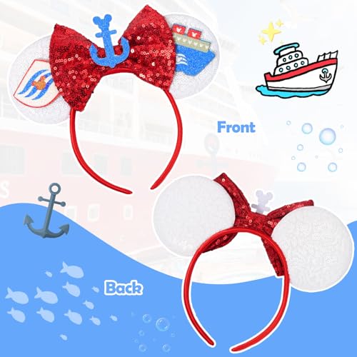 CANMIL Mouse Ears Headband, Sparkle Bow Headband for Women Girls Boys, Sequin Party Hair Accessories (Crusie) - Image 5
