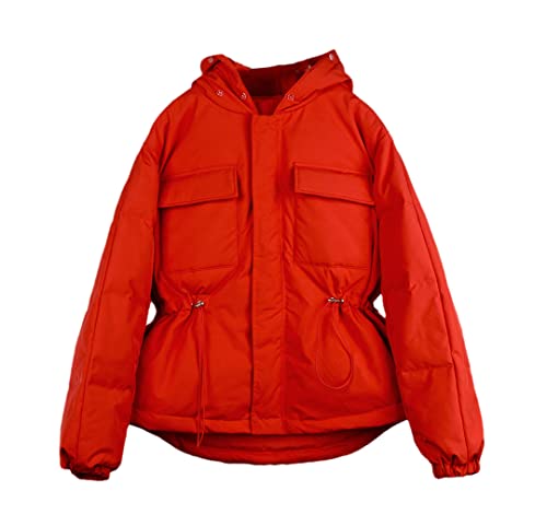 Duvet de canard contre le froid glacial doudoune imperméable femme rouge courte bouffante S