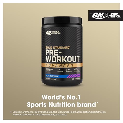 Optimum Nutrition ON Gold Standard Pre-Workout Advanced with l-Citrulline, Beta-Alanine and Caffeine, Blue Raspberry, 20 Servings, 420 g - Image 3