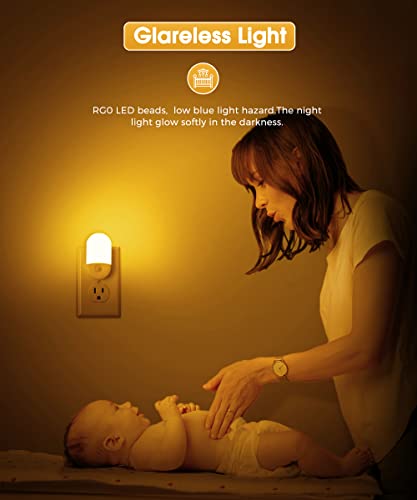 Image of L LOHAS LED Amber Night Light, Night Lights Plug into Wall[2 Pack] | 2000K LED Night Light, Dusk to Dawn Sensor, 30 /60LM Adjustable Brightness, Automatic Low Blue Nightlight for Kids, Bathroom