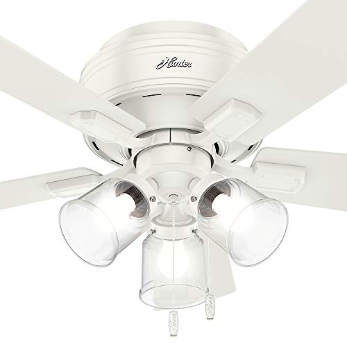 Hunter Crestfield Indoor Low Profile Ceiling Fan with LED Light and Pull Chain Control, 42", Fresh White - Image 9