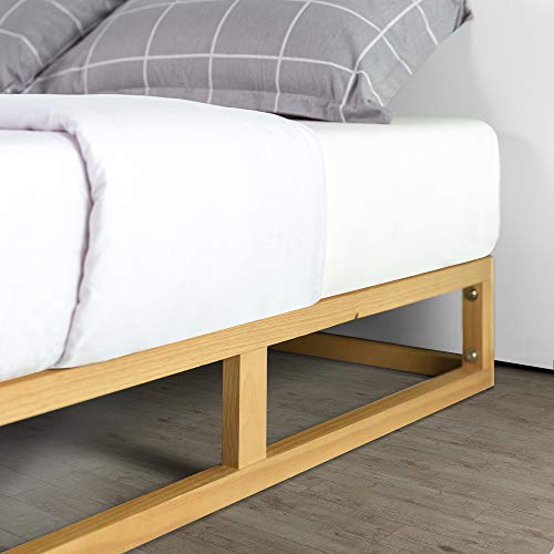 Image of Zinus Industrial Pine Wood Queen Bed Frame | Low Bed Base Mattress Foundation - Natural 20cm / Mattress Foundation /Bedroom Furniture
