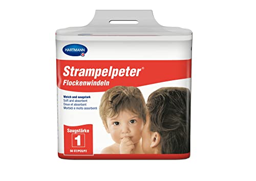 Strampelpeter Flockenwindeln Saugstärke 1: hygienische Lösung für Anwender mit leichter Inkontinenz Inkontinenzeinlagen 35x11cm 56 Stück