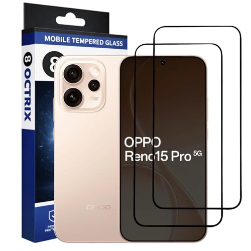 Image of Tempered Glass Screen Protector Compatible for Oppo Reno 15 Pro with Edge to Edge Coverage - Case Friendly, Anti-Scratch & Bubble-Free Installation Kit (Pack Of 2)