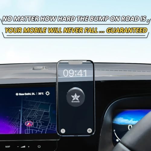 Image of Blackstar Spiro Mag : Magnetic Mobile Phone Holder for Car Dashboard /Bike with 540 Angle Rotation - Phone Mount Stand with Strong & Safe Magnets - Compatible with All Mobiles (MAGSAFE Incompatible)