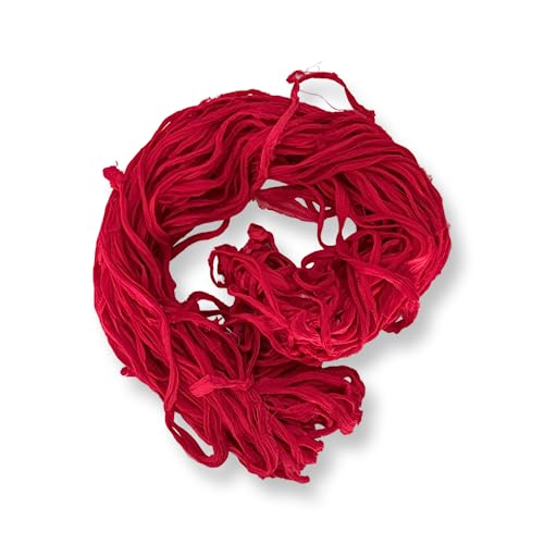 Revolution Fibers - 100% Recycled Saree (Sari) Silk Ribbon Yarn - Bulky Weight - 50 Yards per 100 Grams | Knitting & Crocheting | Jewelry Making, Gift Wrapping and Weaving (Maroon & Reds Mix)