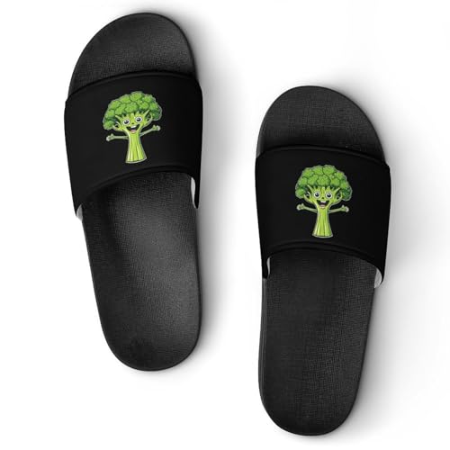 Cute Broccoli Non Slip Slides Sandals for Women Men Quick Drying Shower Shoes for Bathroom Pool Beach
