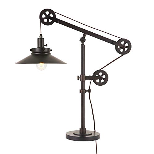 Henn&Hart 29" Tall Wide Brim/Pulley System Table Lamp With Metal Shade