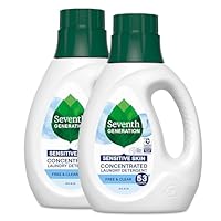 Seventh Generation Concentrated Laundry Detergent Liquid Free & Clear Fragrance Free 40 Fl Oz (Pack of 2)