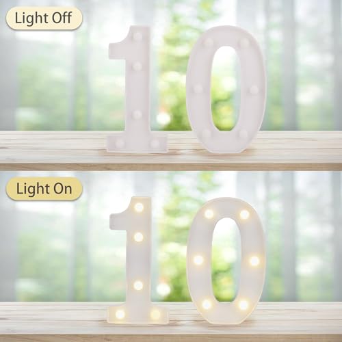 Image of LED Light Up Numbers, Marquee Number Sign for 10th Birthday Decor(10) | Battery Powered LED Lighted Numbers, Marquee Light Up Sign for Birthday Party Centerpieces Home Wall Decor Night Light