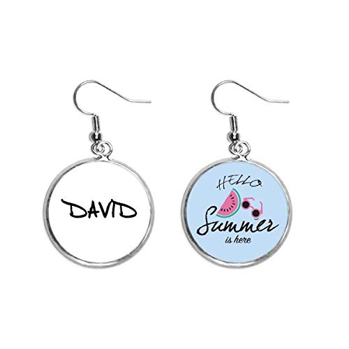 Pendientes de sandía con letra David joya de verano para lóbulo 1