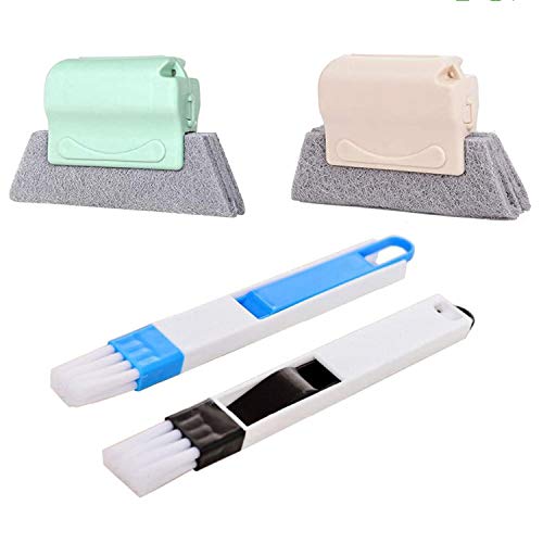 4Pcs Fensterrillen Reinigungsbürste,Reinigungsbürste für magische Fenster Reinigung Aller Ecken und Lücken,Fensterreinigungsbürste,Rillenreinigungsbürste,Reinigungsbürste Fenster Mini Bürste Cover