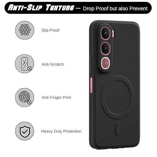 Image of Back Cover Compatible with Vivo Y31 5G | MagFit Ring Design (Non-Magnetic) | Shockproof Case | Anti-Slip Grip | Raised Camera Edges | Slim Protective Case for Vivo Y31 5G (Matte Black)