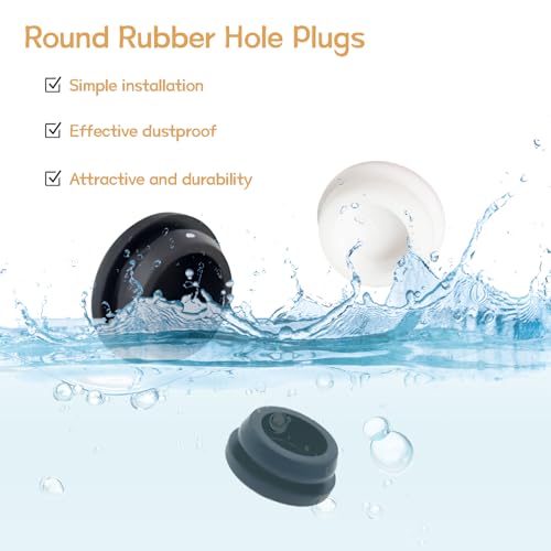 Image of 125PCS 8 Sizes Black Rubber Plugs for Round Holes Silicone Plugs, 1 inch 3 /4 inch 5 /8 inch 1 /2 inch 3 /8 inch 5 /16 inch 1 /4 inch 1 /5 inch Round Hole Plug Snap Locking, Used for Furniture DD028-b