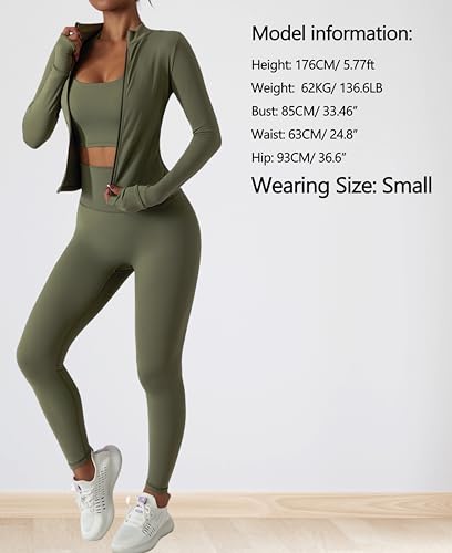 Yknktstc Womens Two Piece Tracksuit Set Long Sleeve Zipper Jacket with Athletic High Waist Leggings Workout Outfit4