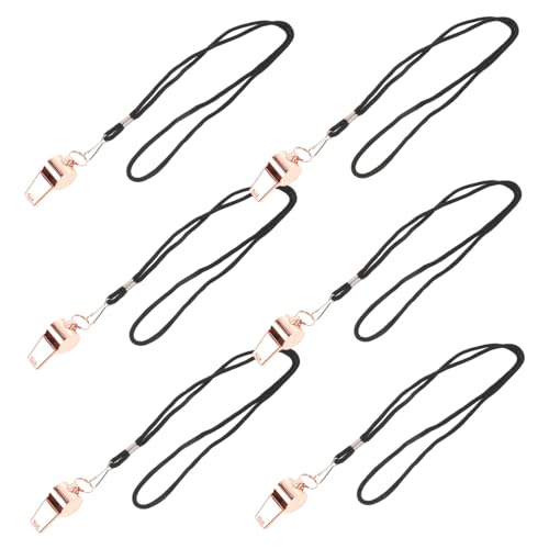 6 silbatos deportivos resistentes de acero inoxidable con cordón de nylon miniatura 1