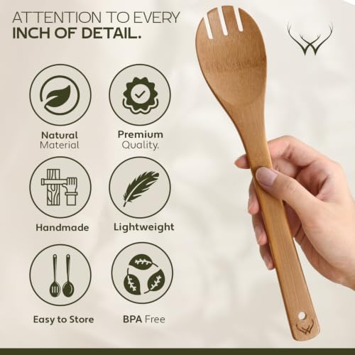 Image of 7PCS Carbonized Bamboo Wooden Spoons for Cooking Set, Premium Kitchen Utensils for Nonstick Cookware, Durable Wooden Cooking Tools
