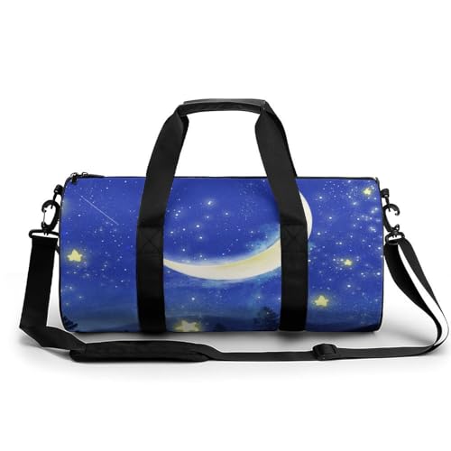 Sac de sport gym Étoile Lune Bleue sac de voyage week-end duffel bag étanche 45x23x23cm