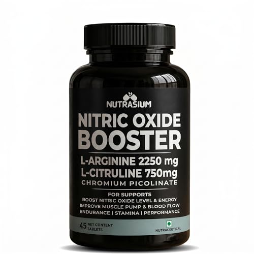 Image of Nutrasium Nitric Oxide Booster | L-Arginine 2250mg | Muscle Pump & Stamina | 45 Tabs