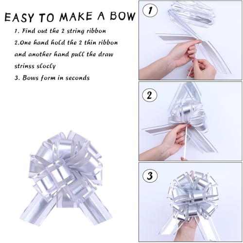 Hchenbow 12 Pieces Big Pull Bow Gift Wrapping,6 Inches, Pull Bow Ribbon Pull Bows For Christmas Wedding Baskets Valentine'S Day Bows Ribbon Large Bow For Gift Wrapping thumb #6