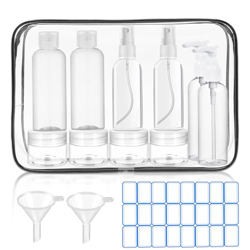 14 Pack Travel Bottles for Toiletries - TSA Approved Leak-Proof Squeezable Containers for Shampoo, Conditioner, Lotion, and Body Wash - Convenient and Practical Travel Accessories