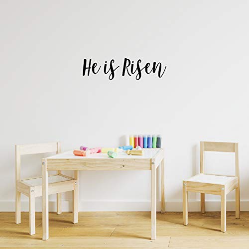 Vinyl Wall Art Decal - He Is Risen - 6.5" X 25" - Modern Inspirational Cute Spiritual Faith Quote Sticker For Bedroom Kids Room Playroom Living Room Coffee Shop Office Religious Center Decor (Black) #TOP1