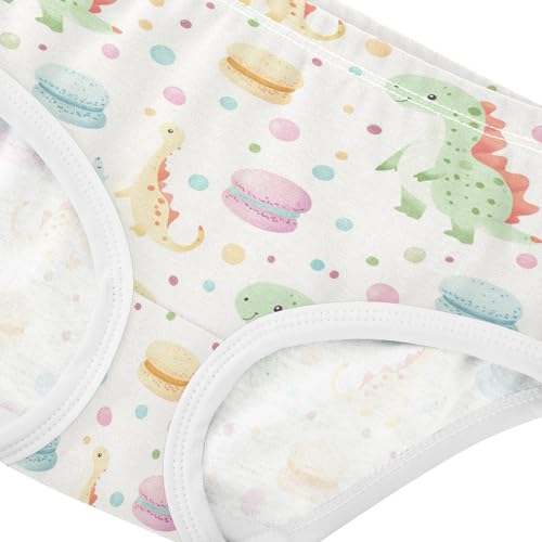 ZZKKO Dinosaur Macaron and Polka Dot Girls Underwear Toddler Panties for Girls Comfort Brief Size 8Y3