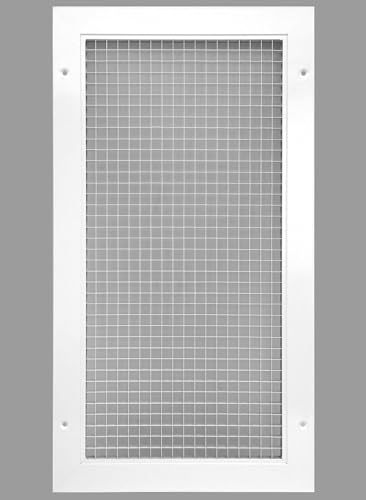 Image of 12 inch x 26 inch or 26 inch x 12 inch Cube Core Eggcrate Return Air Grille - Aluminum Rust Proof - HVAC Vent Duct Cover - White [Outer Dimensions: 13.75 x 27.75]